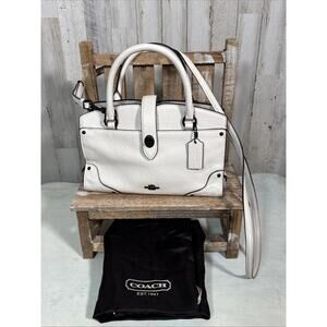 Coach Mercer 24 Grain Leather In Chalk / Off White With Black Hardware 37779